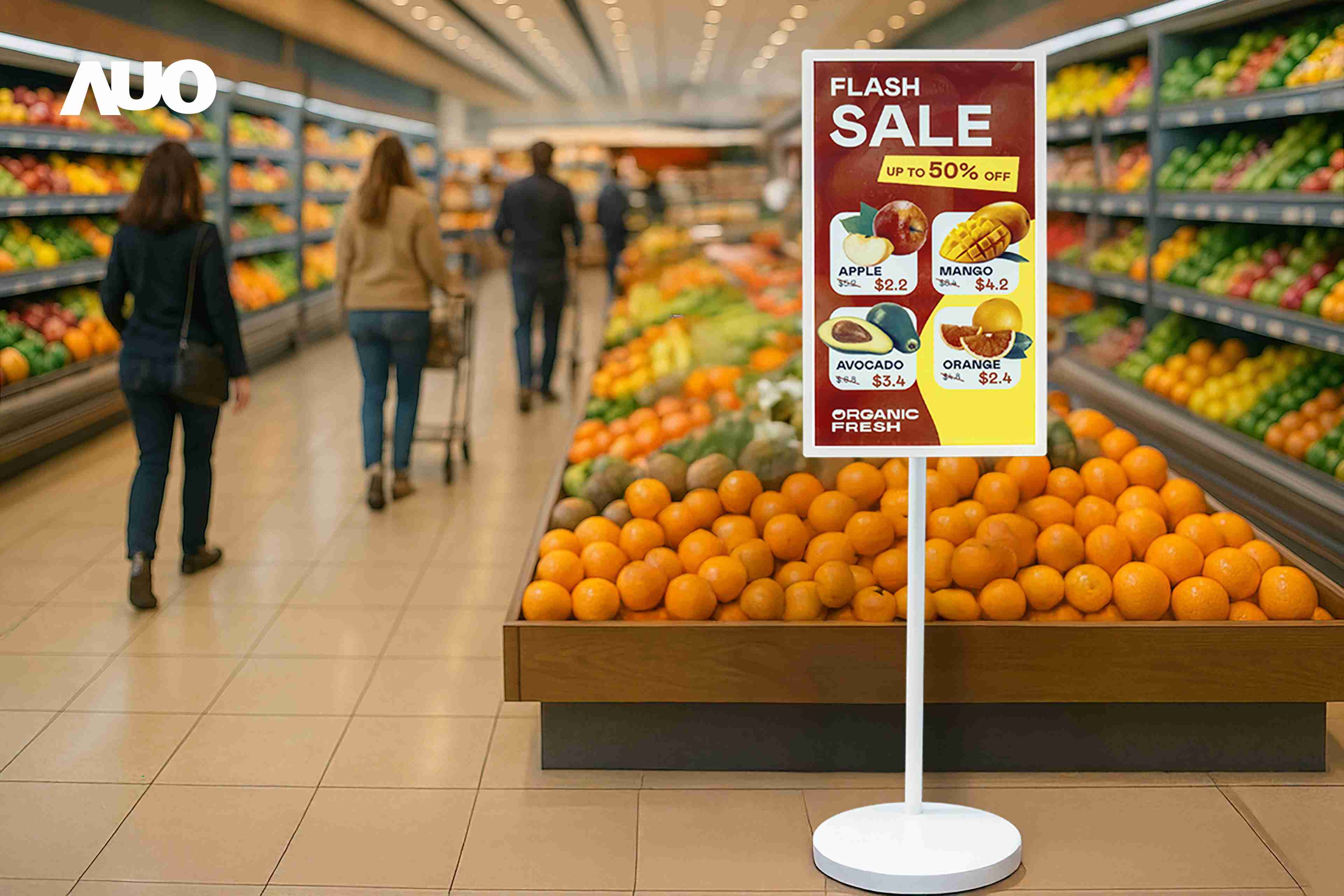 达擎首亮相低功耗、、、全彩的〝aecoPost电子纸解决方案〞，，仅在更新画面时需要微量的电力驱动，，，无需布建电线的便捷设计，，，使其可灵活应用、、随意置放，，，并可透过云端或行动装置app，，轻松管理及排程广告内容，，晋升店头营销利器。。。。